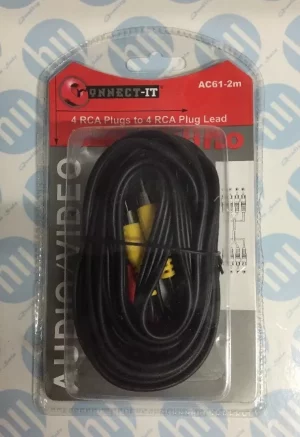 4 RCA Plugs to 4 RCA Plug Lead 2 Metre
