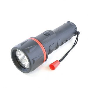 Large Rubber LED Torch Carded (D2222) - 6 Units