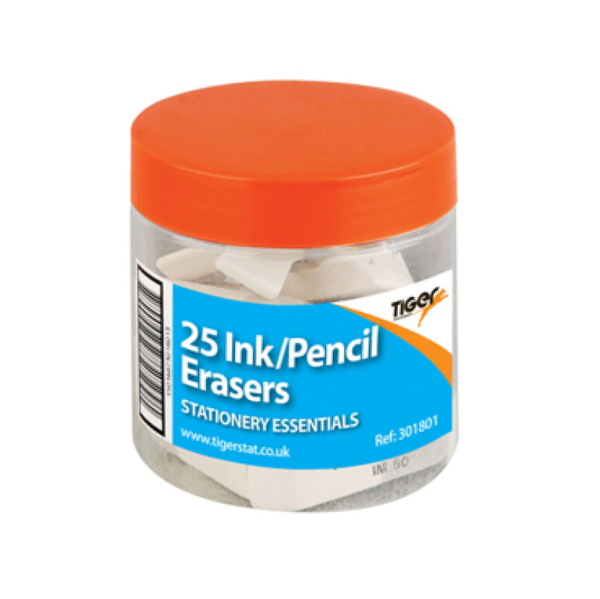 Eraser for ink and pencil wedge in a tub – 25 units