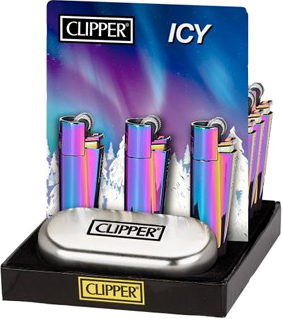 Clipper Metal Mixed Icy Lighters Display-12 units[CM0S019UK]