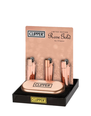 Clipper Metal Rose Gold Lighters Display-12 units[CM0S057UK]