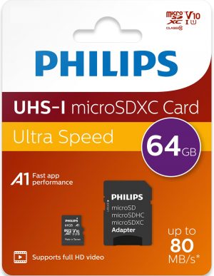 Philips Micro SDXC Card 64GB With Adaptor Class 10