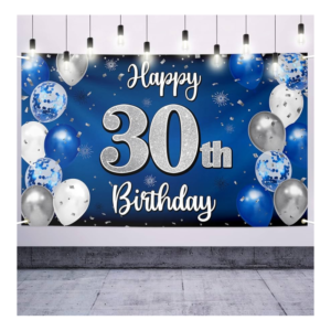 Happy 30th Bday Banner - Holo Blue 551787 - 12 units