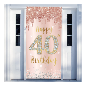 Happy 40th Bday Banner - Holo Pink 55177 - 12 units