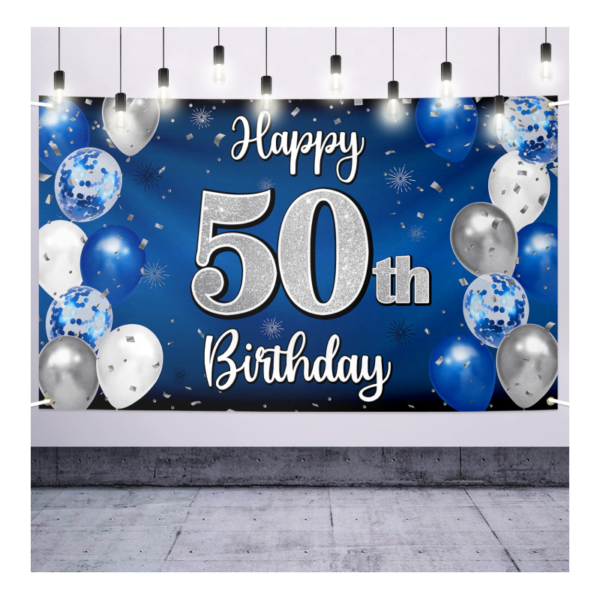 Happy 50th Bday Banner – Holo Blue 551789 – 12 units