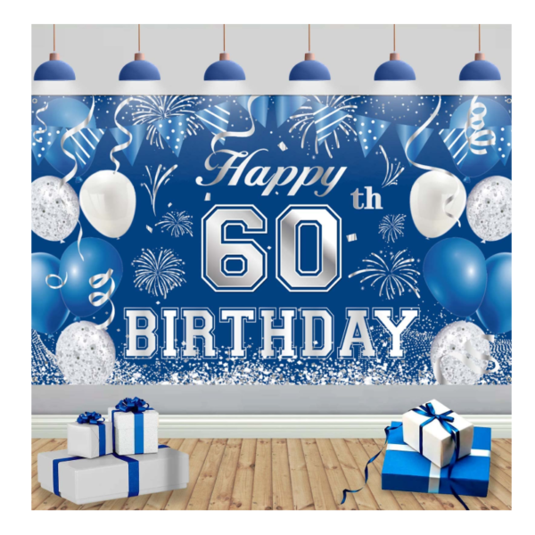 Happy 60th Bday Banner – Holo Blue 551790 – 12 units