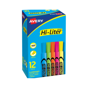 Hi-Lite Markers Mixed Colours - 12 in a pack