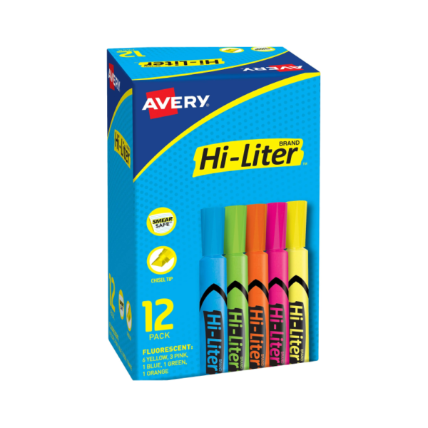 Hi-Lite Markers Mixed Colours – 12 in a pack