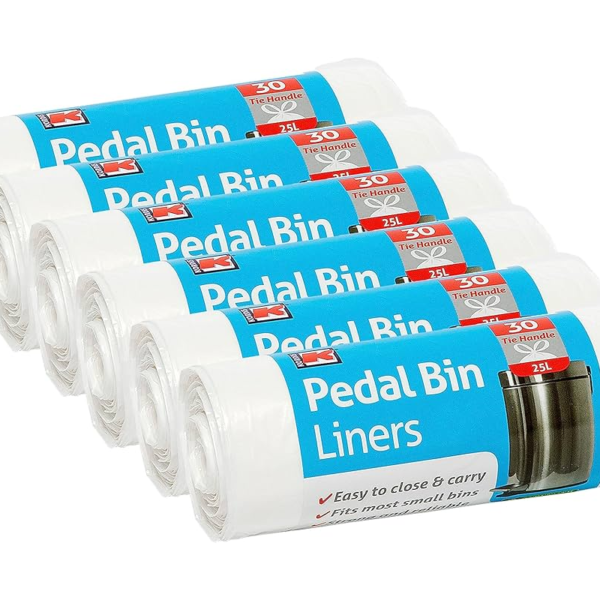 Pedal Bin Liners with Draw String – Roll of 40 – 12 units