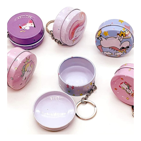 Round Tin Keyring with Eraser CDU – 48 units