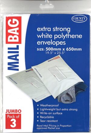 Polythene Mail Bags Jumbo 3's 50 x 65cm - 10 in a pack