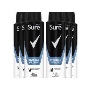 Sure Body Spray - Mens Invisible Ice (6 x 150ml)