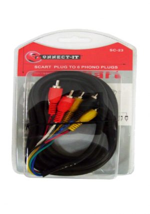 Scart Plug to 4 Phono Plugs (1.5 Metre)