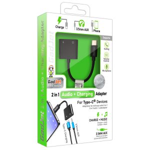 GadJet 2-In-1 Type-C to 3.5mm AUX Converter AU11