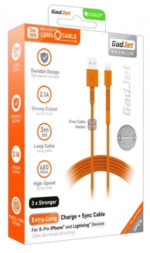 GadJet 3 Meter Lightning USB Cable CA09