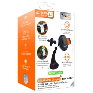 GadJet Wireless Charging Vent+Dashboard Phone Holder HL15