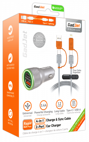 GadJet Multipack 4-in1 Cable + Dual Car Charger MP03