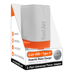 GadJet 2-Port Power Adapter Type-C + USB ( 8) CH30
