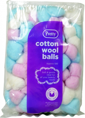 Cotton Wool Coloured Balls (12 x bag of 100)